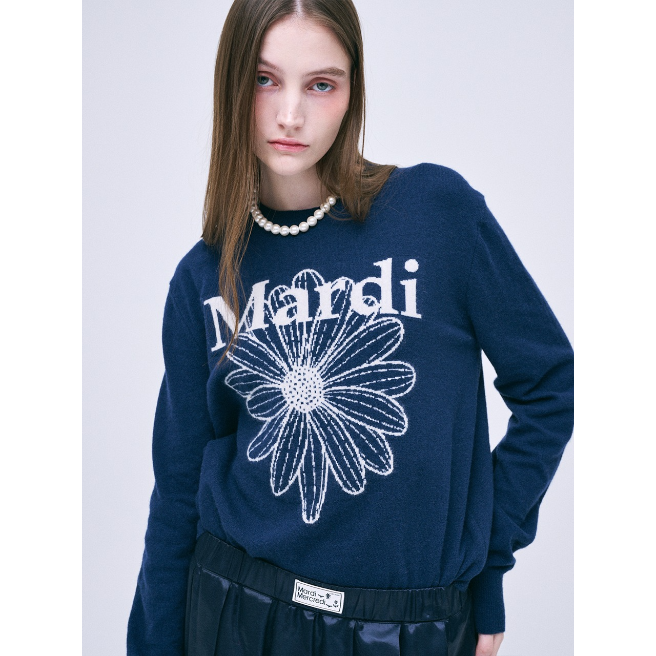CASHMERE CREW NECK FLOWERMARDI