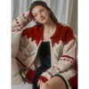 [Holiday Edition] Rose Flower Jacquard Knit Wool Zip-up
