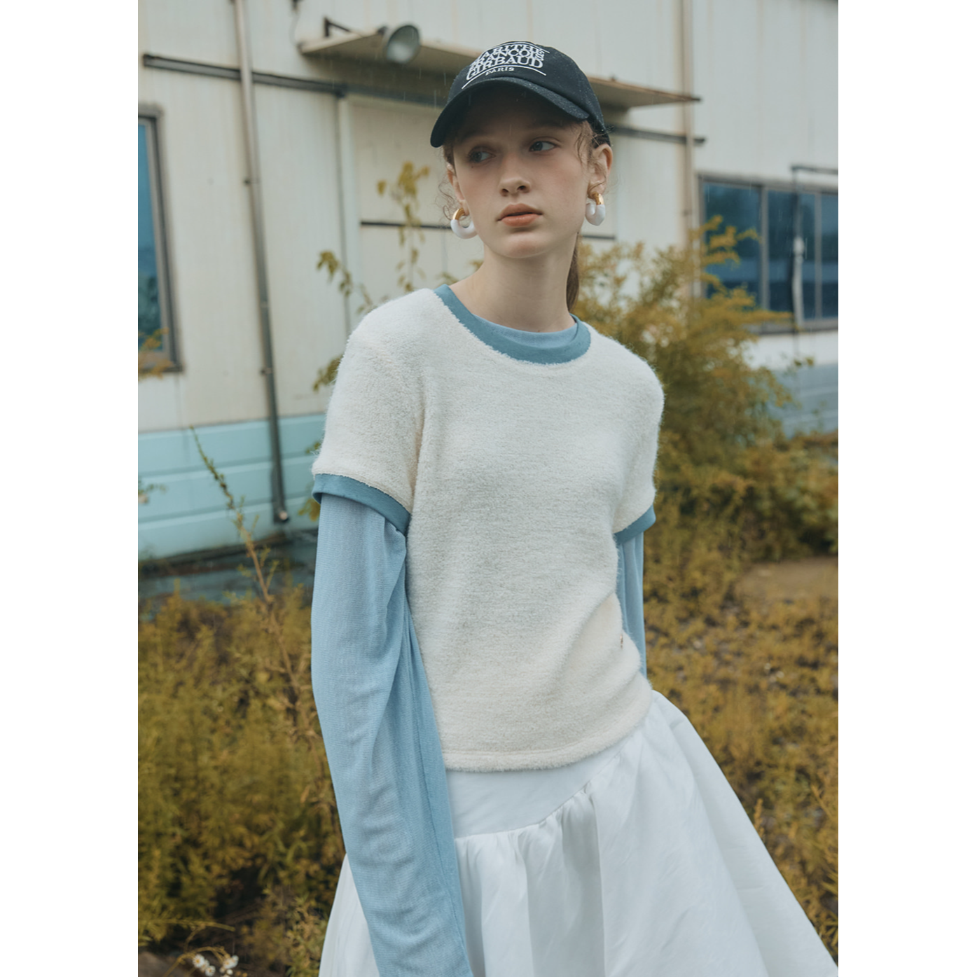 W CIRCLE LOGO TERRY SHORT SLEEVE TEE - IVORY