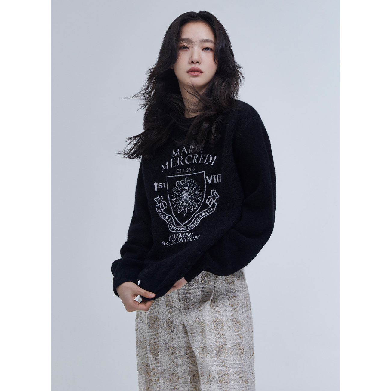 CASHMERE BLENDED PULLOVER ALUMNI EMBLEM