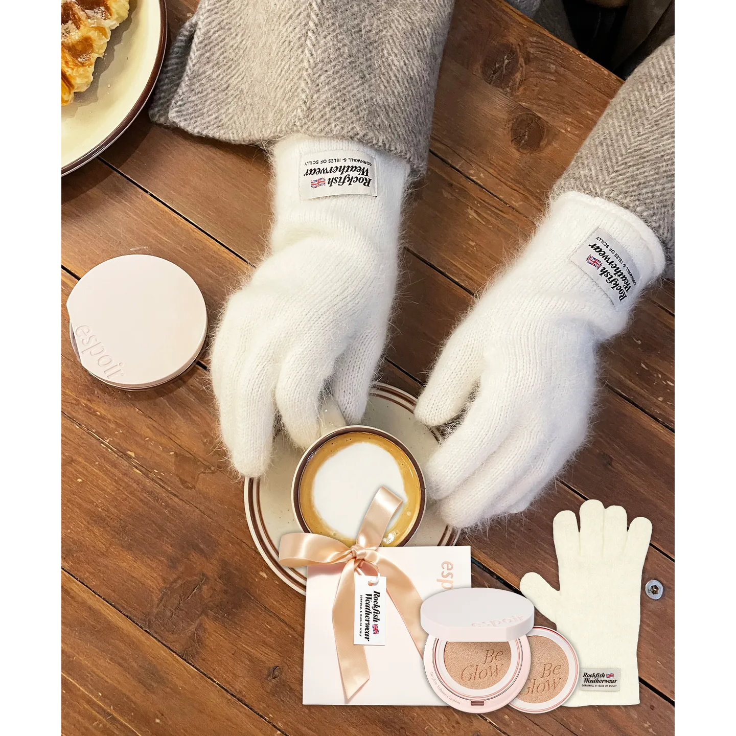 [Espoir X Rockfish Weatherwear 2024 Winter Edition] Be Glow Volume Cushion & Fuzzy Short Gloves Set