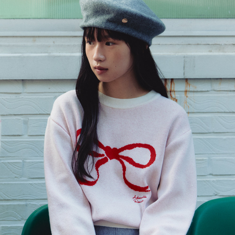 HEART RIBBON JACQUARD KNIT