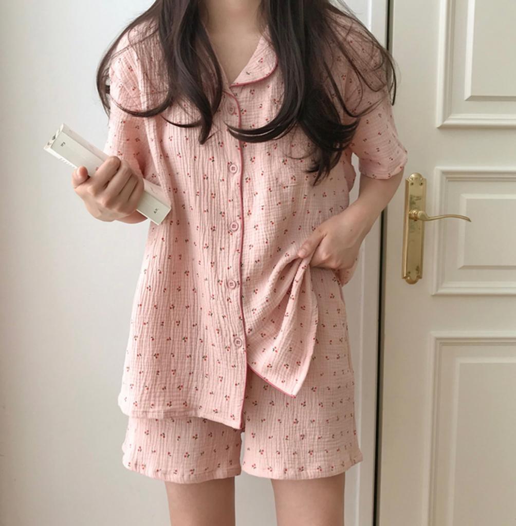J'eu 櫻桃棉質短袖睡衣