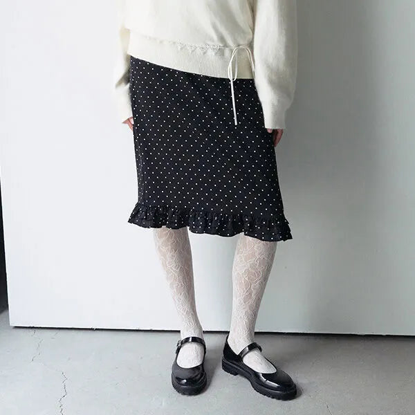 DOT FRILL MIDI SKIRT