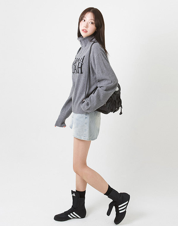 JACQUARD KNIT ZIPUP CARDIGAN