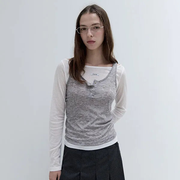 SLEEVELESS LAYERED T-SHIRT SET
