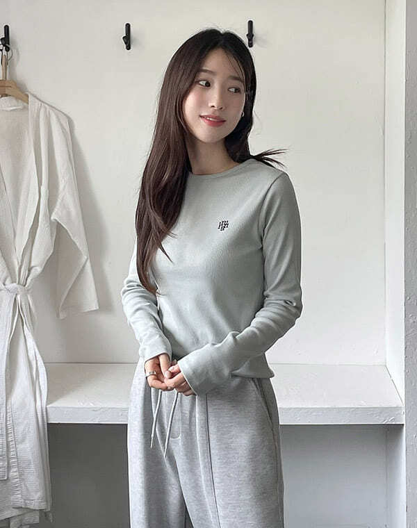 Daily T-shirt stitch round long sleeve 5color