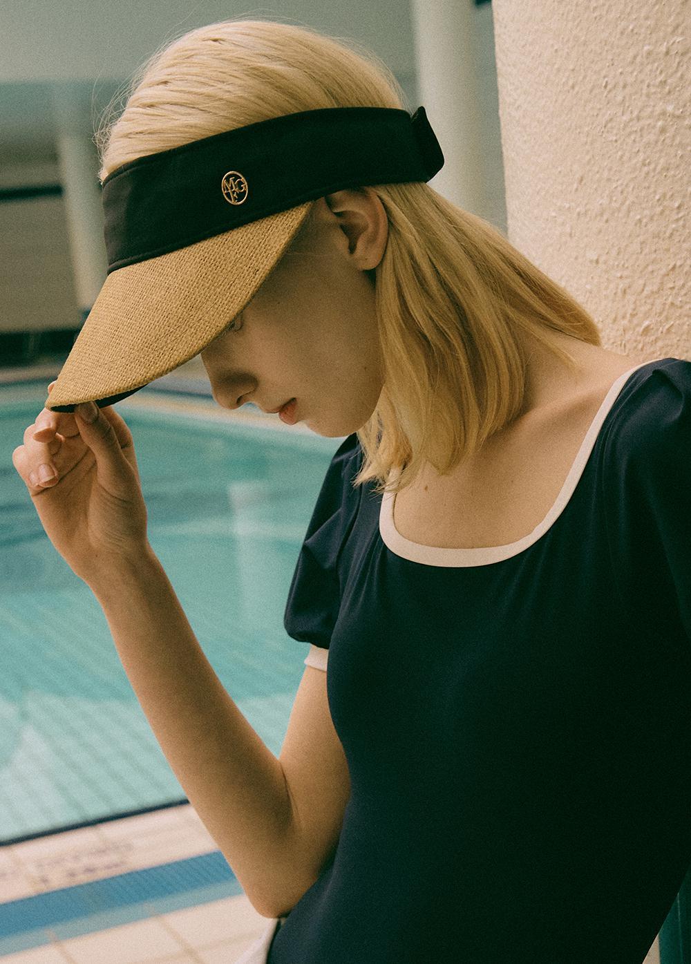 SYMBOL LOGO RAPHIA HAT - BLACK