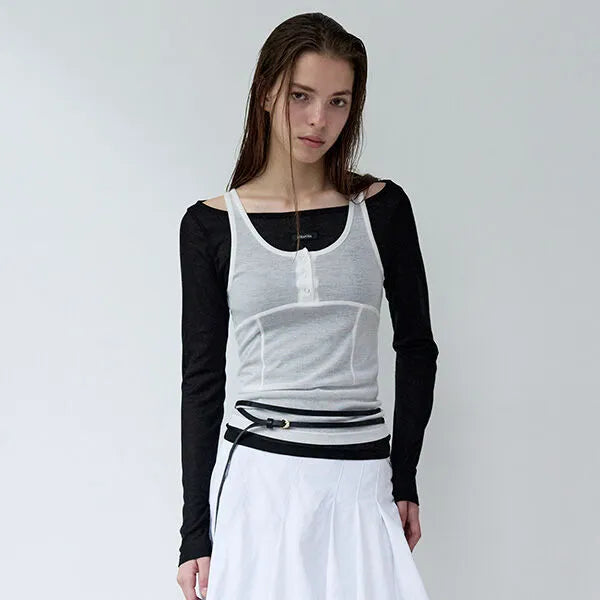 SLEEVELESS LAYERED T-SHIRT SET