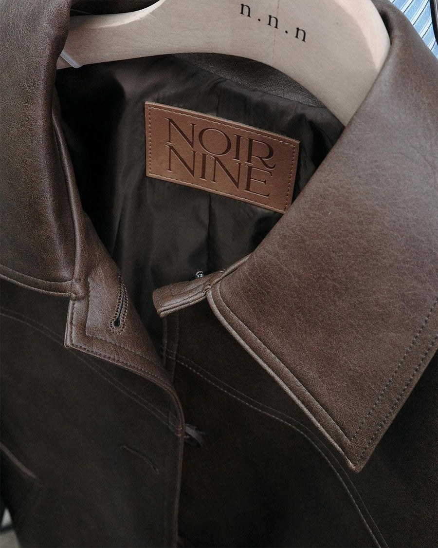 Button Leather Half Jacket