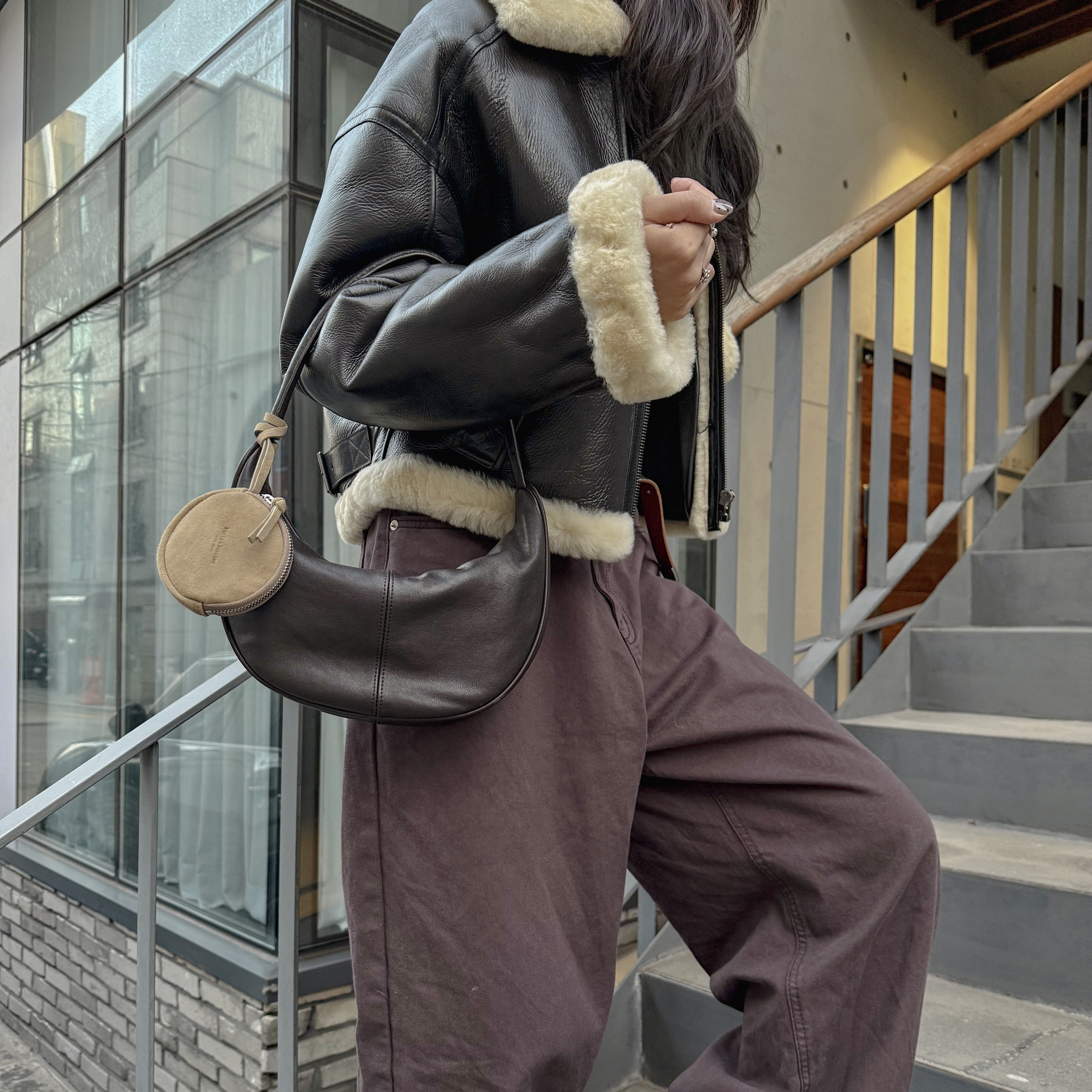 ♥︎bucks&leather♥︎25FW 真皮單肩餃子包 (小號)