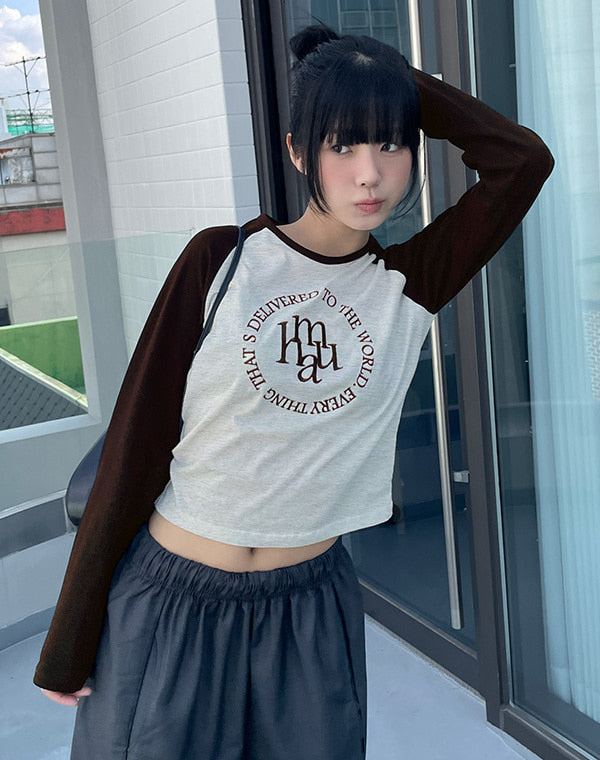 Stitch logo Raglan long-sleeved T-shirt