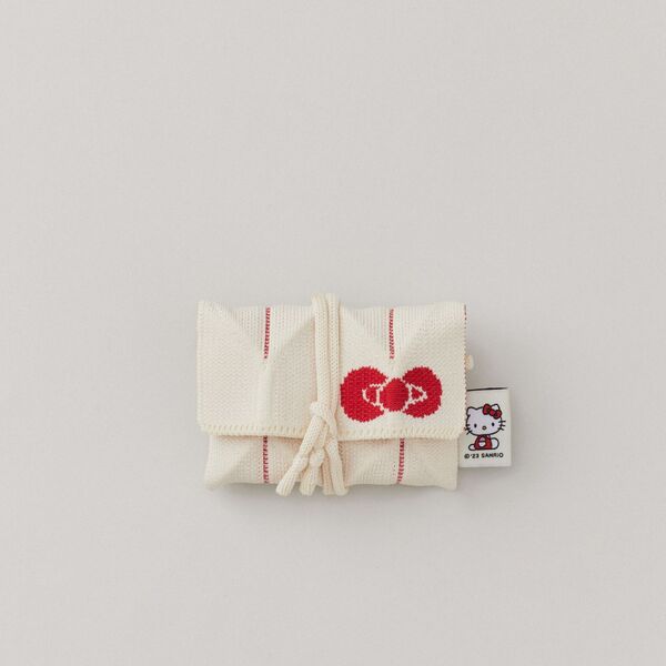 Lucky Pleated Knit Card Wallet Hello Kitty - Vanilla