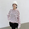 LOOSE FIT COLLAR STRIPE KNIT