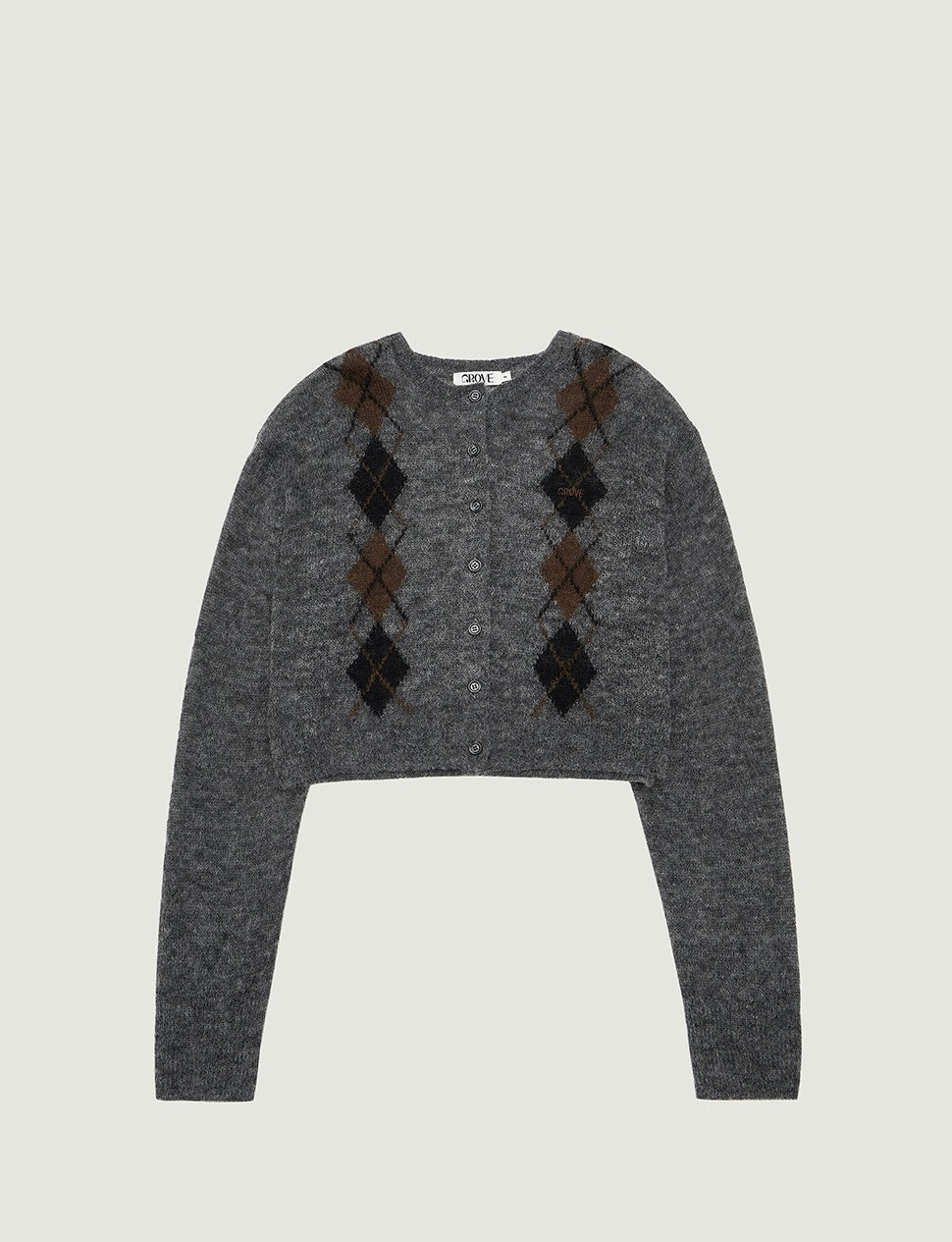 25FW UNA ARGYLE CROP CARDIGAN