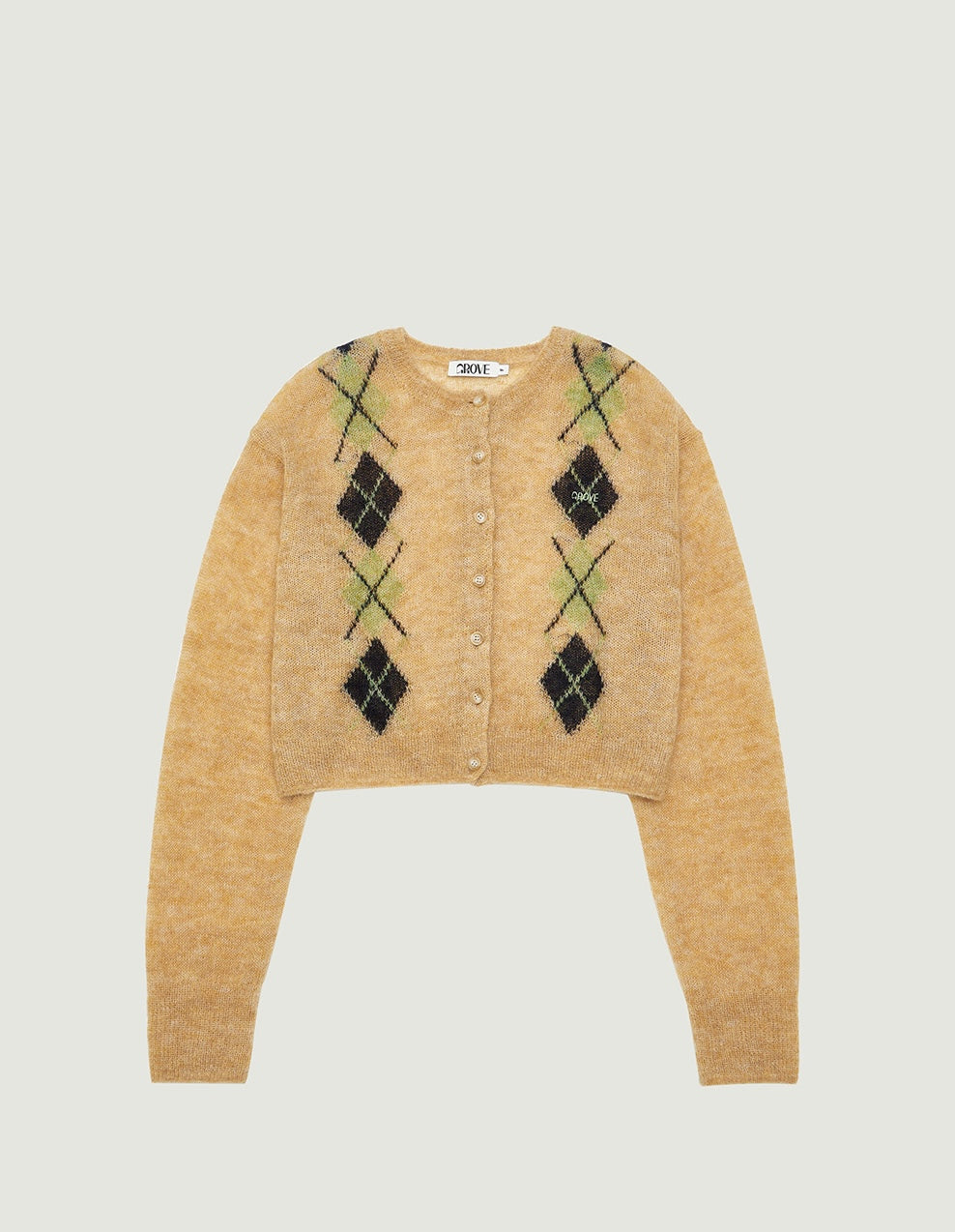25FW UNA ARGYLE CROP CARDIGAN