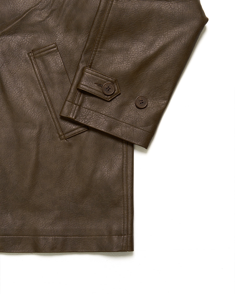 Button Leather Half Jacket