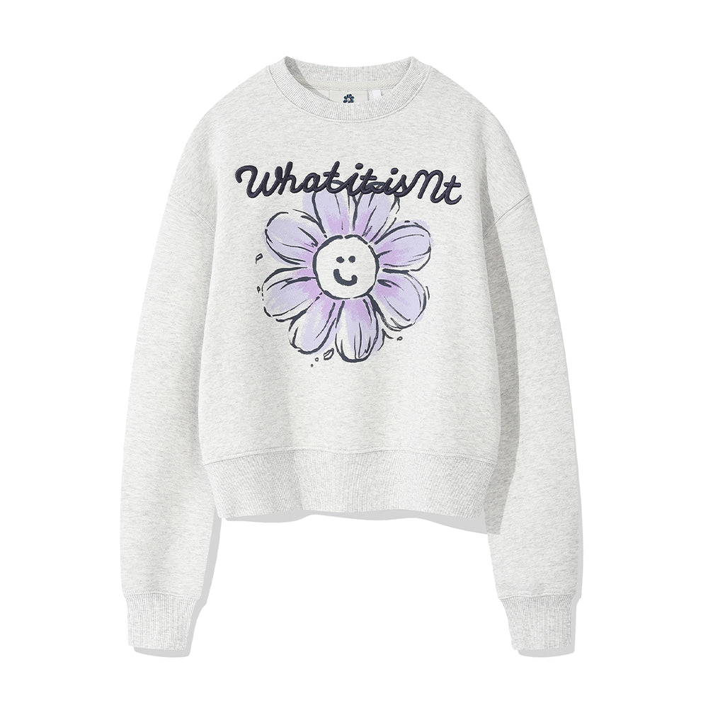 WOMEN'S BIG FLORY GRAPHIC CROP CREWNECK