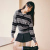 ALPACA STRIPE COLLAR KNIT