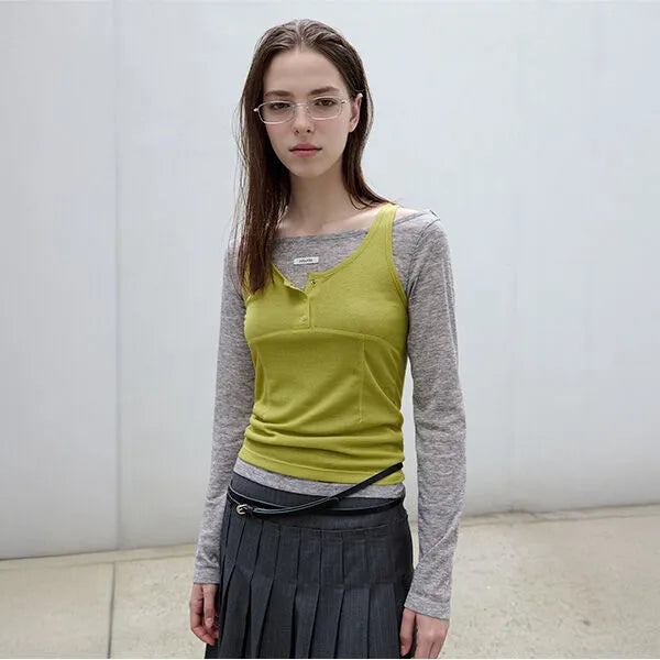 SLEEVELESS LAYERED T-SHIRT SET