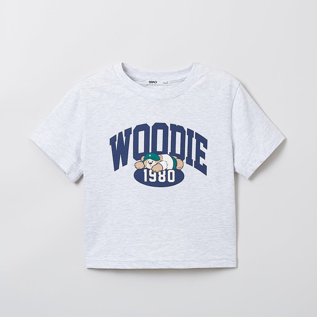 (Woodie) Graphic Crop Short Sleeve T-Shirt