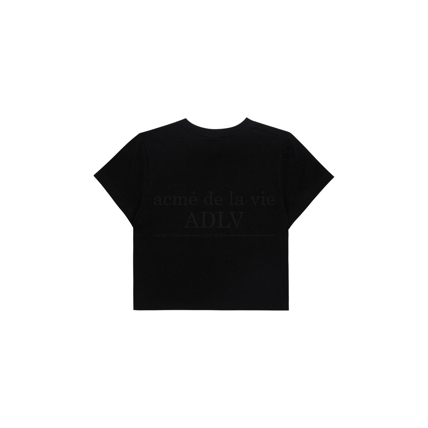 [Acmé de la Vie] ADLV A LOGO EMBLEM EMBROIDERY CROP TOP SHORT SLEEVE T-SHIRT - BLACK