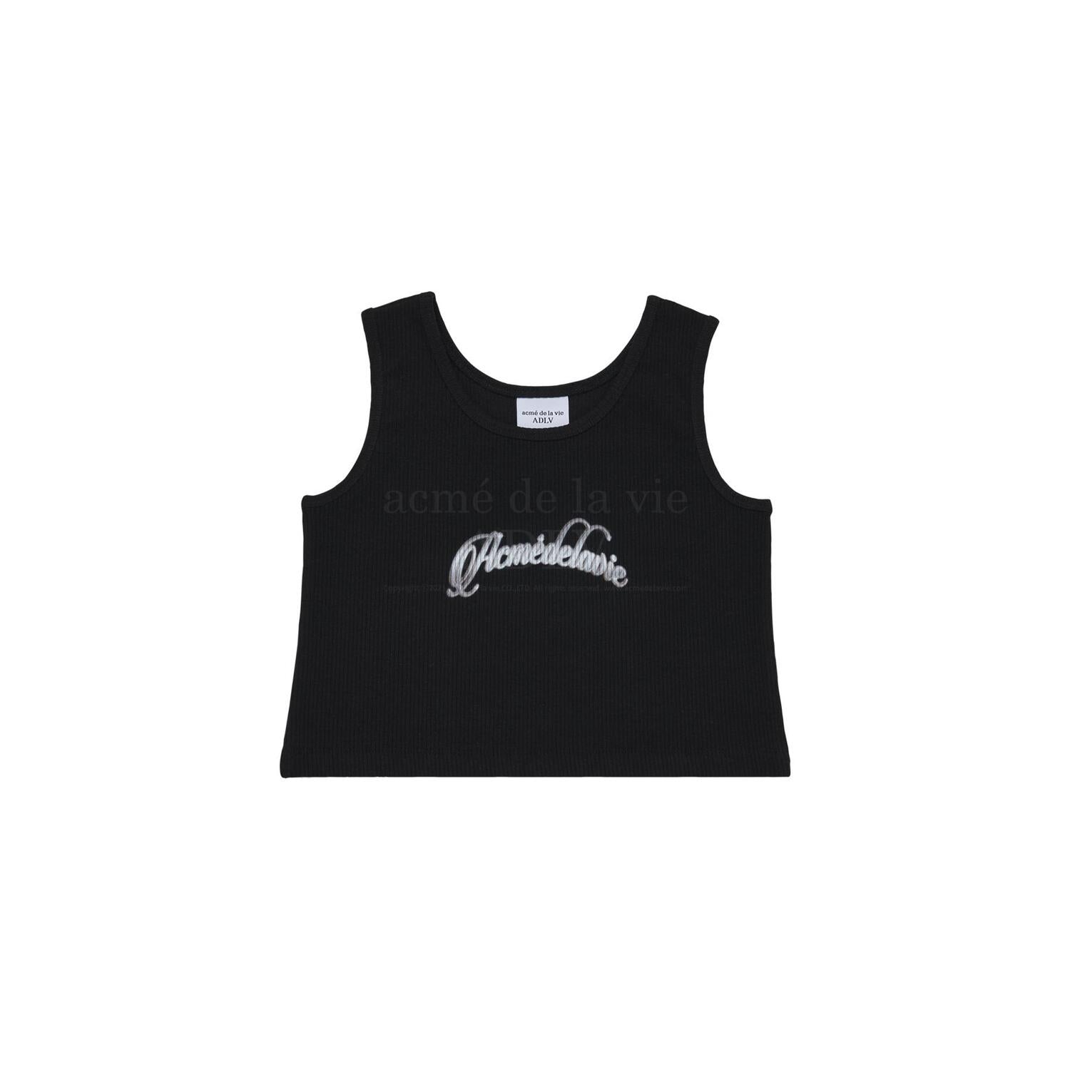 [Acmé de la Vie] ADLV X LISA TWINKLE SCRIPT LOGO CROP TANK TOP - BLACK
