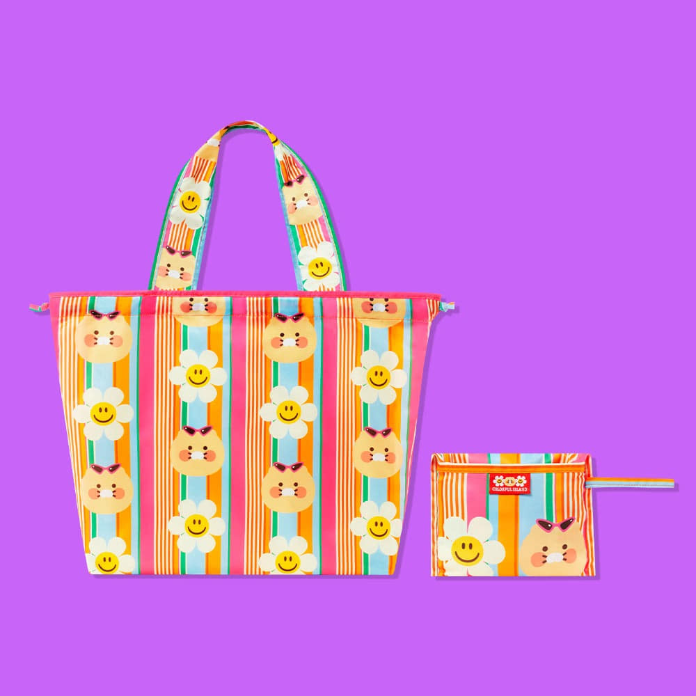 [Wiggle Wiggle X Kakao Friends] Pocket Shopping Basket Stripe