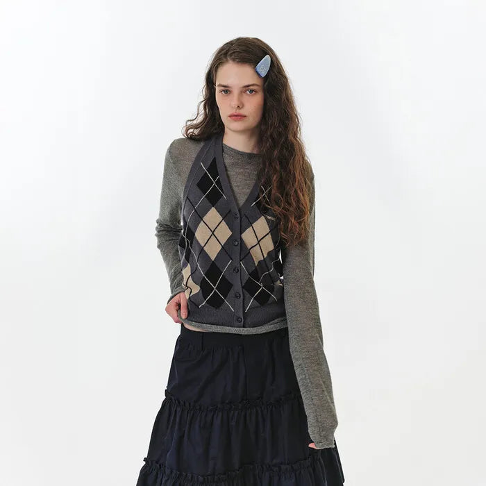 MOMO ARGYLE HALTER KNIT