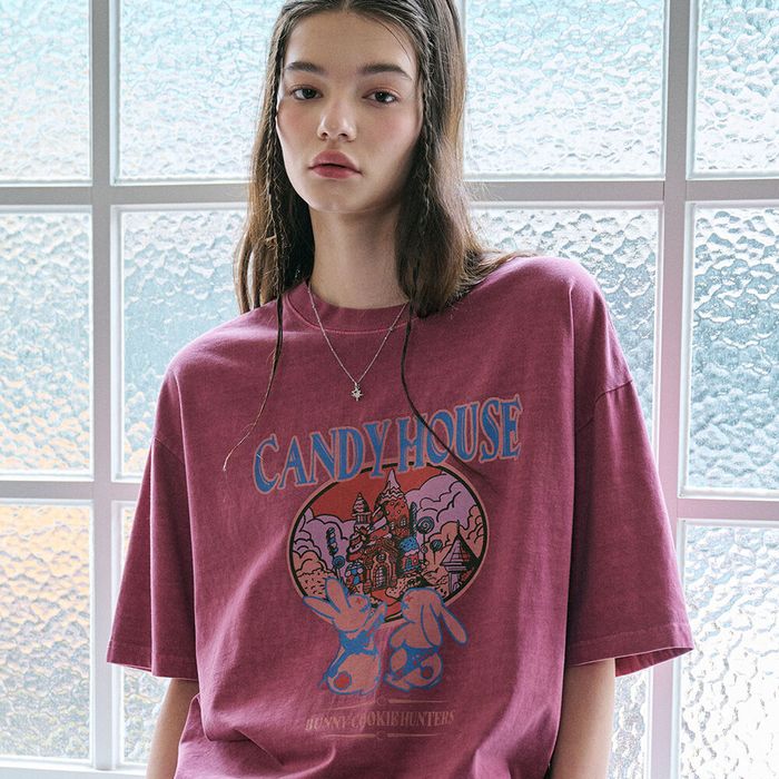 CPGN STUDIO☆Candy House Pigment Short Sleeve T-Shirt CPGN STUDIO] Candy House Pigment Short-Sleeved T-Shirt Smoke