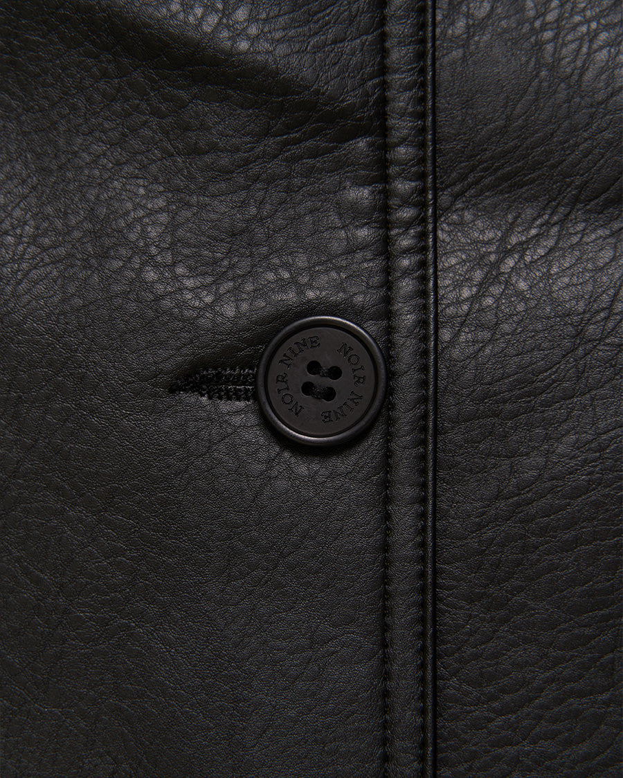 Button Leather Half Jacket