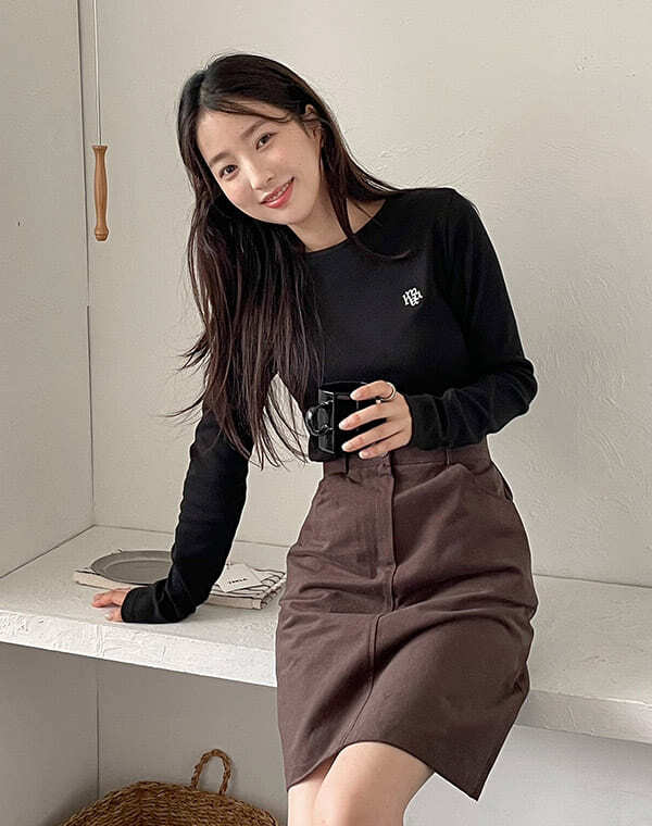 Daily T-shirt stitch round long sleeve 5color