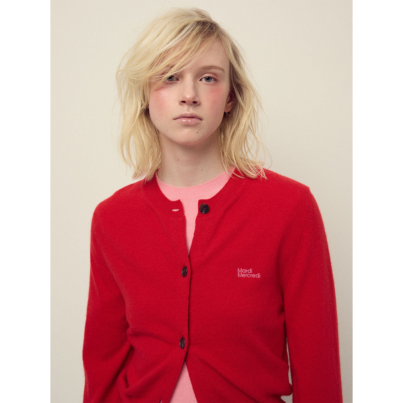 CASHMERE BLENDED CARDIGAN ROUND NECK ESSENTIAL