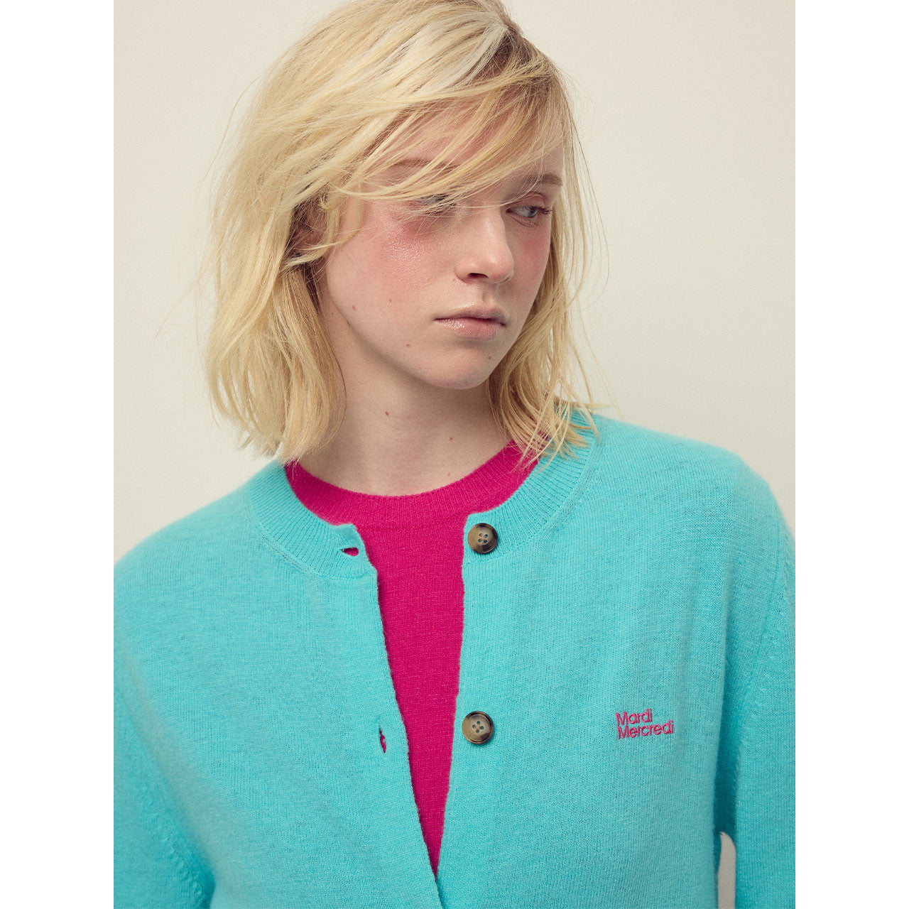CASHMERE BLENDED CARDIGAN ROUND NECK ESSENTIAL
