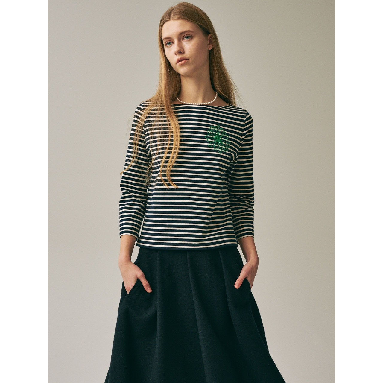 SLIM TSHIRT 3/4 SLEEVE STRIPE