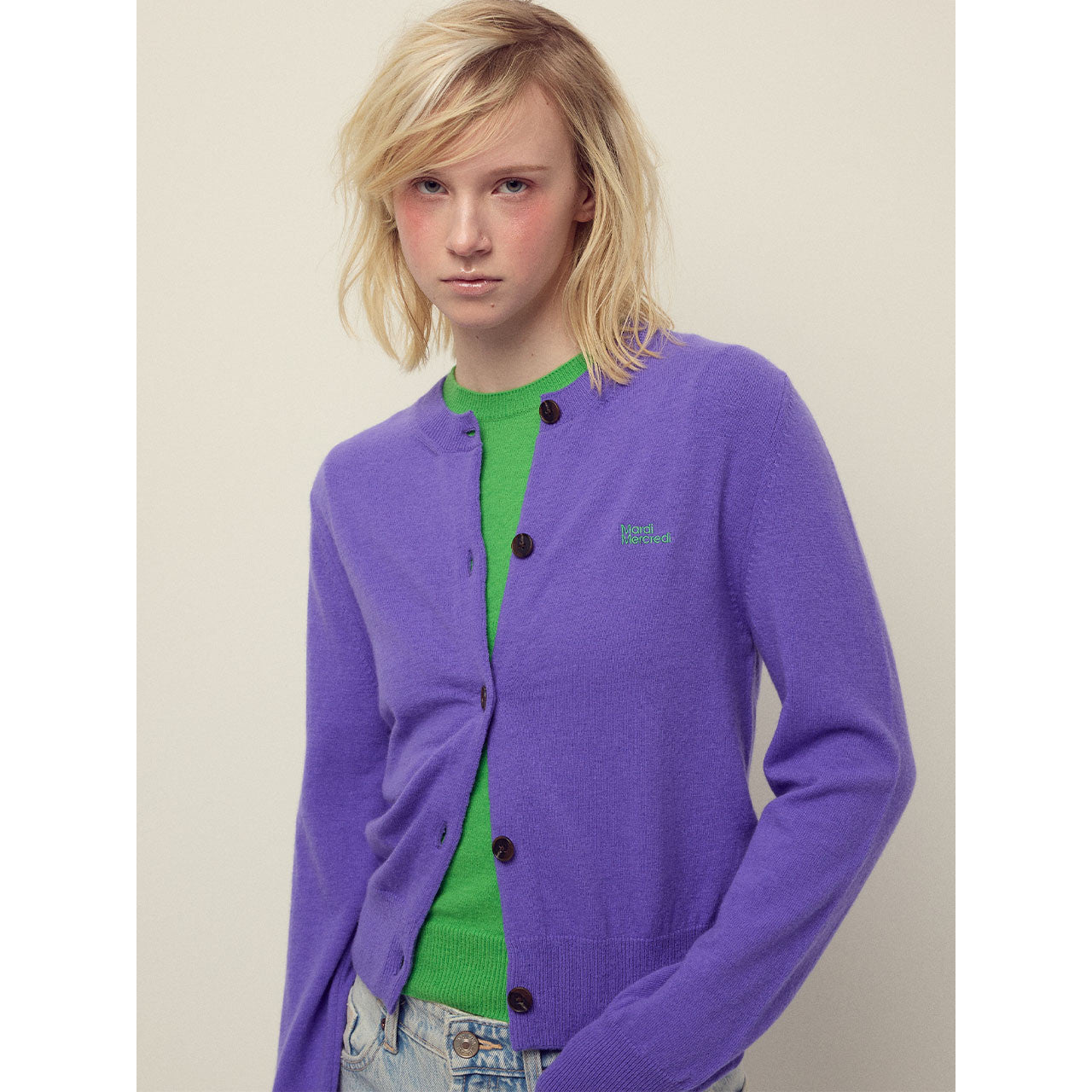 CASHMERE BLENDED CARDIGAN ROUND NECK ESSENTIAL