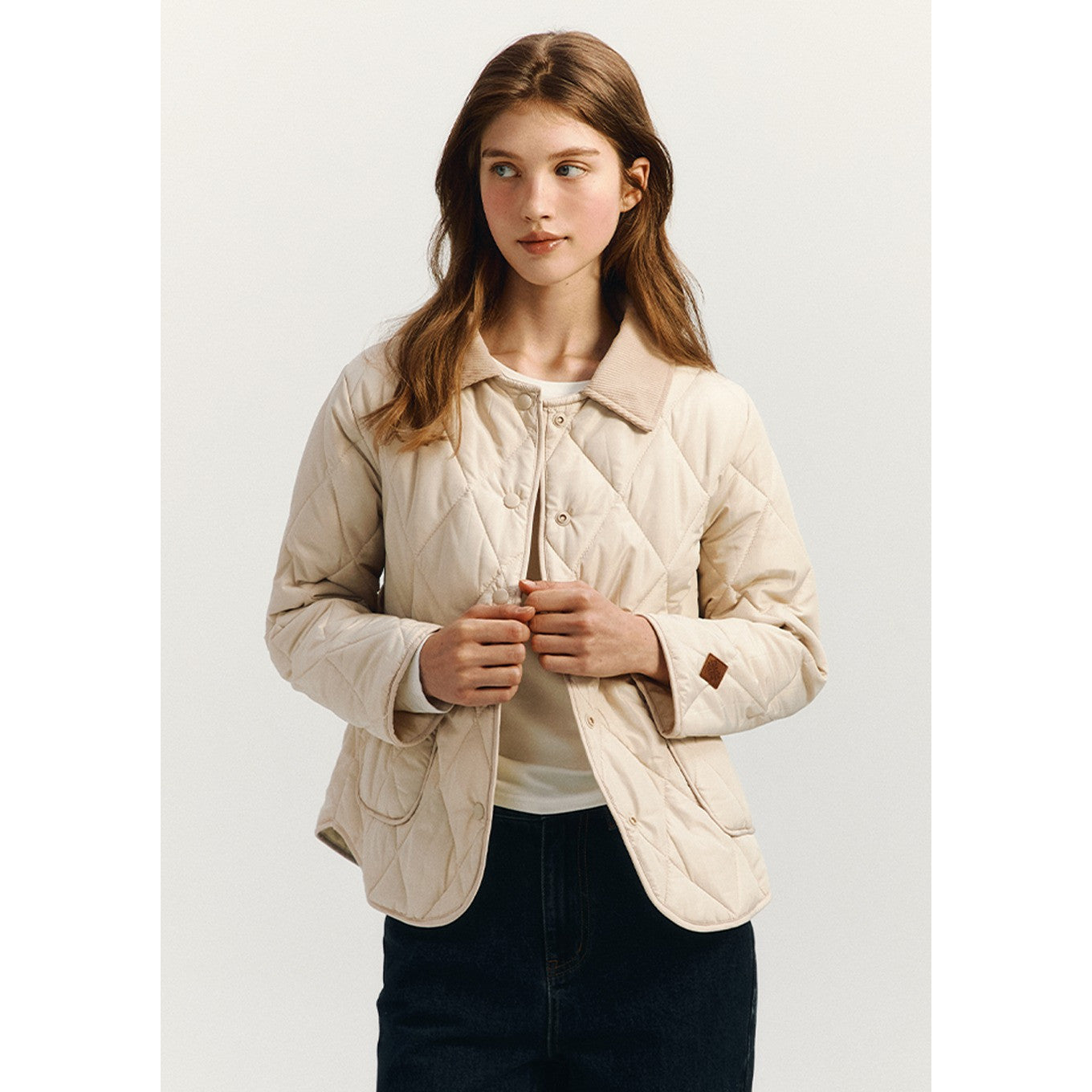 Marie Corduroy color collar quilted jacket