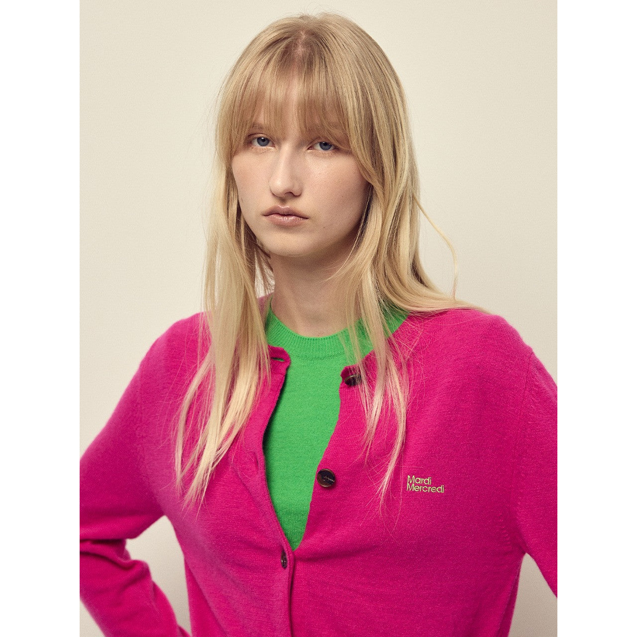CASHMERE BLENDED CARDIGAN ROUND NECK ESSENTIAL