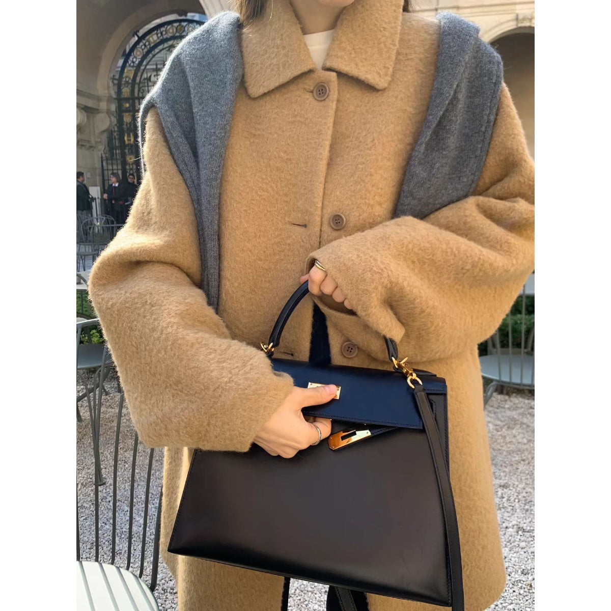 [OUNCE] Prenium Baby Alpaca Half Handmade CT 法式氣質輕奢翻領單排扣外套