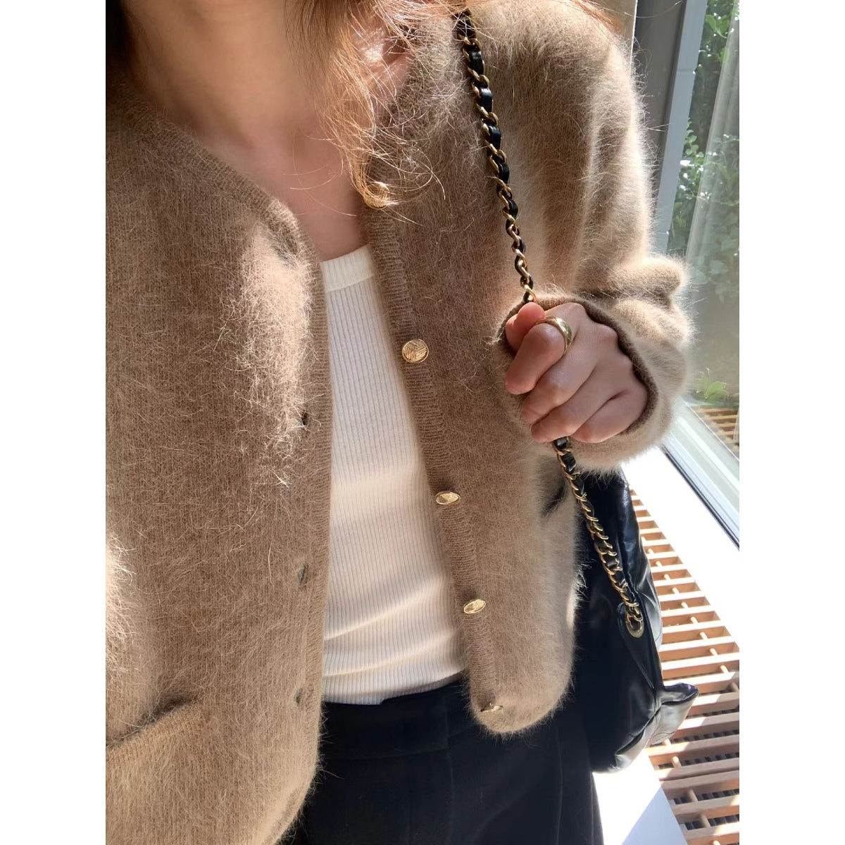 [OUNCE] Prenium Angora Tweed CD 小香風奢華金扣羊駝毛絨外套