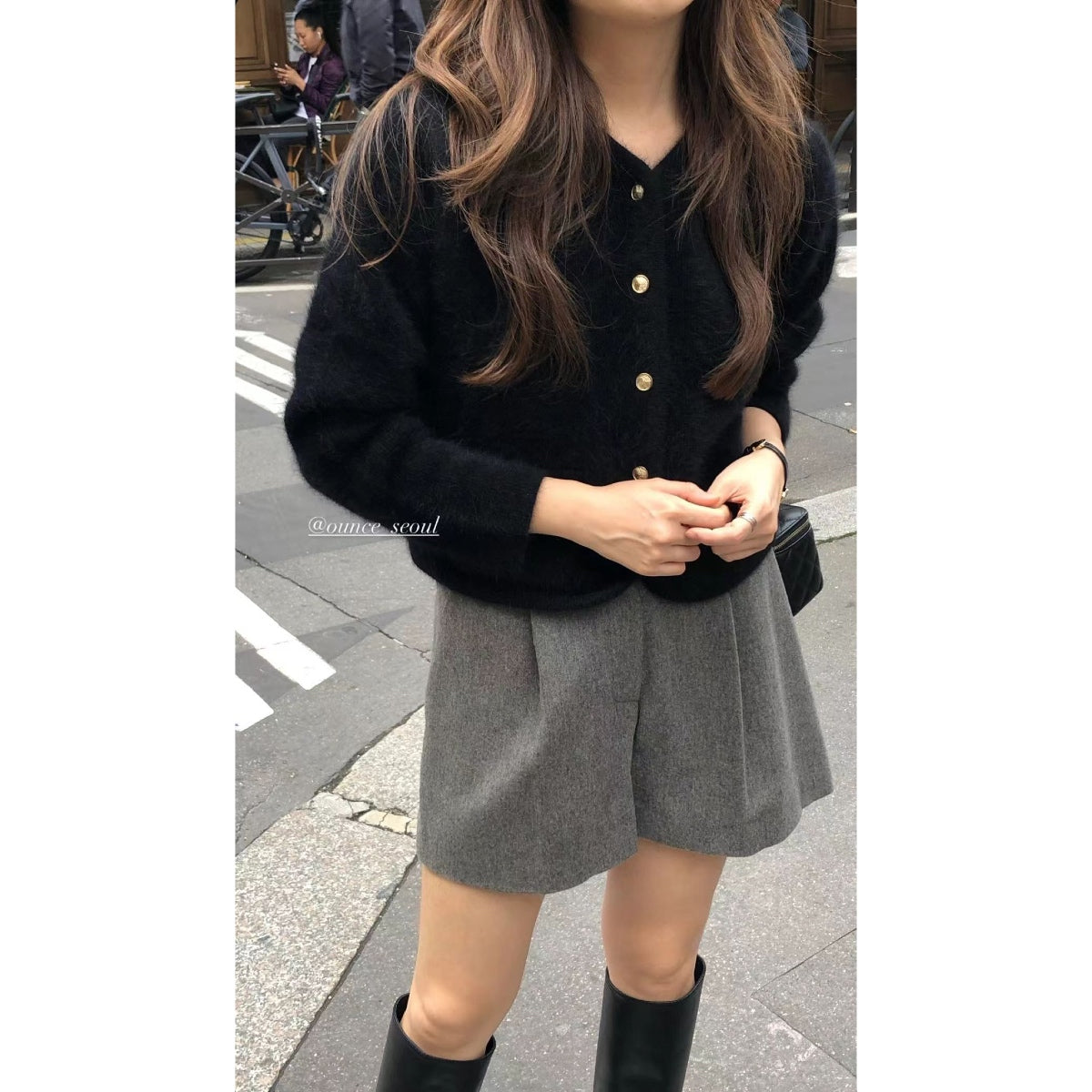 [OUNCE] Prenium Angora Tweed CD 小香風奢華金扣羊駝毛絨外套