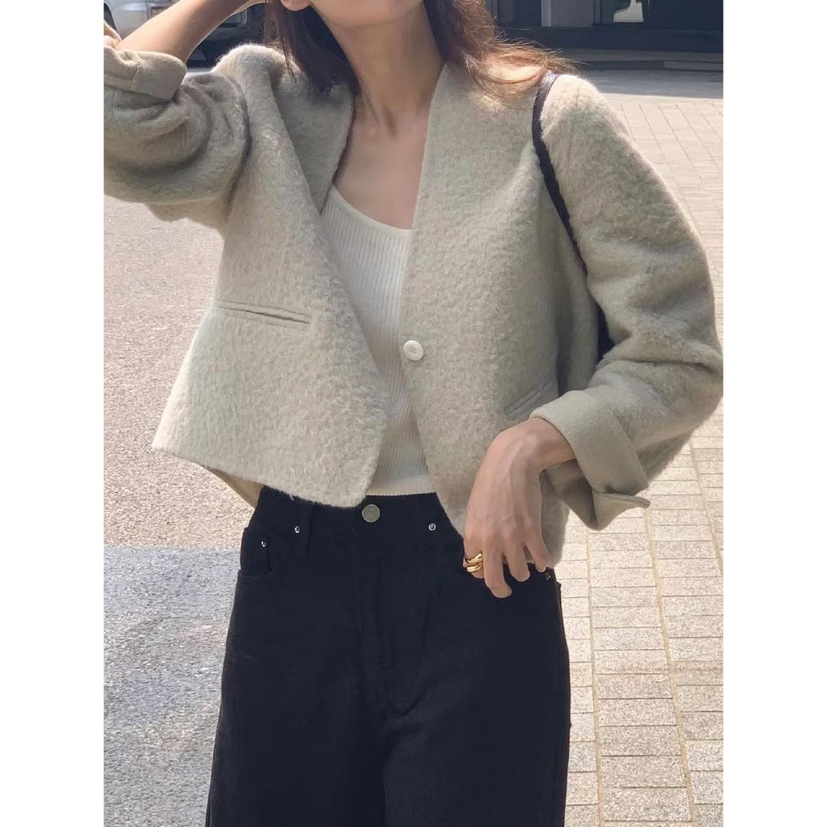 [OUNCE] Baby Alpaca Mokara Short Coat 高級感輕奢氣質短款BABY羊駝毛外套