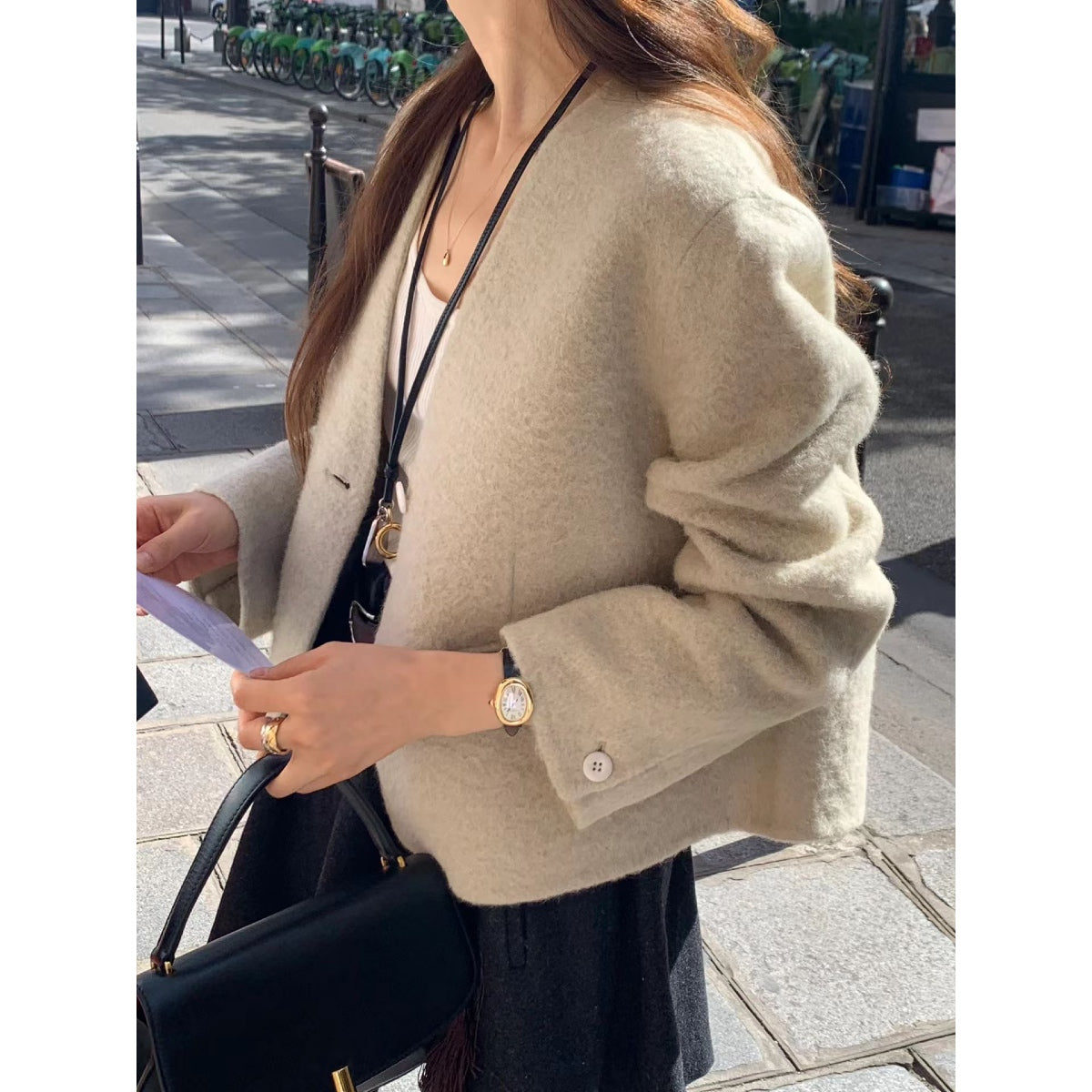 [OUNCE] Baby Alpaca Mokara Short Coat 高級感輕奢氣質短款BABY羊駝毛外套