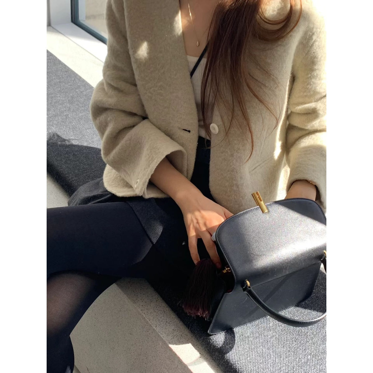 [OUNCE] Baby Alpaca Mokara Short Coat 高級感輕奢氣質短款BABY羊駝毛外套