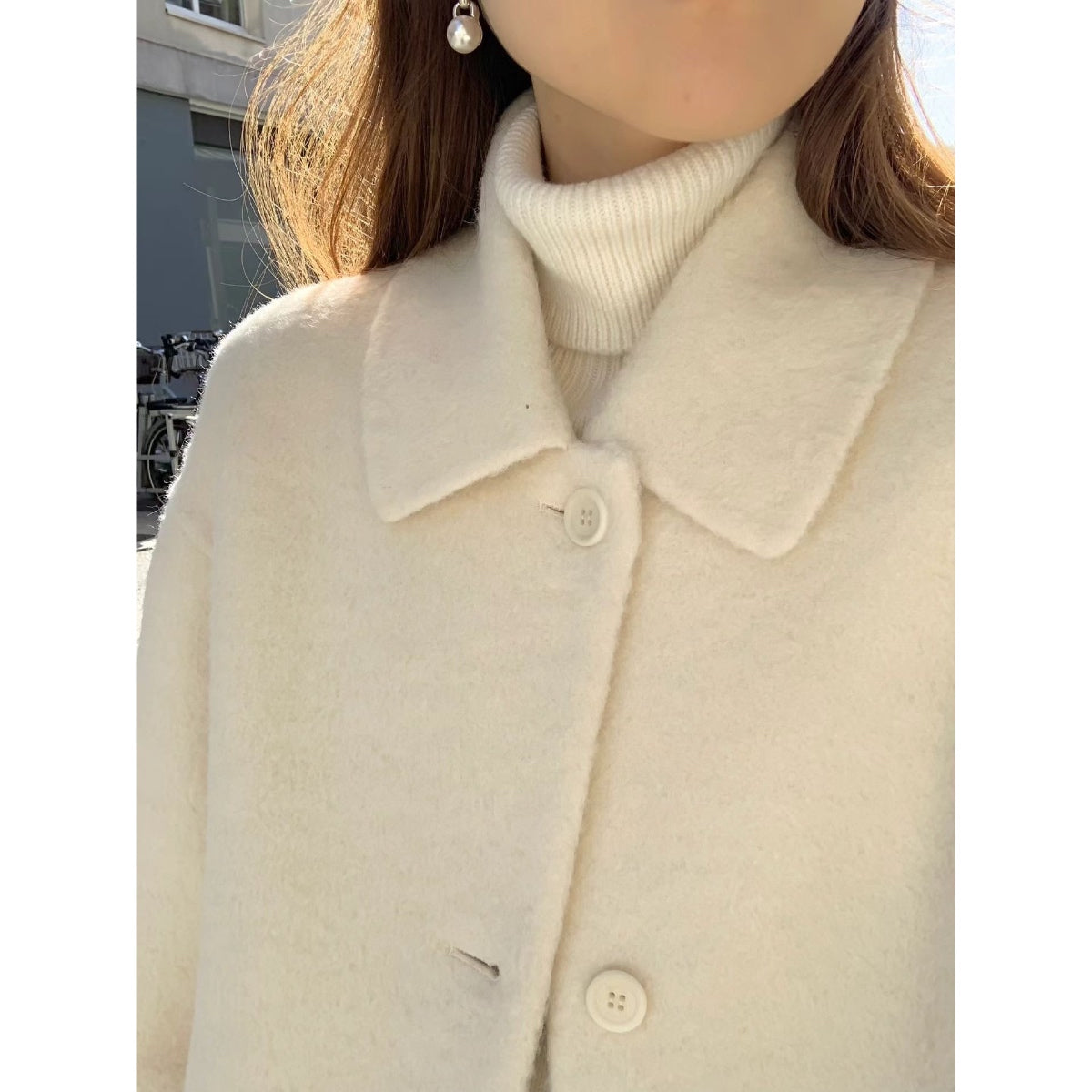 [OUNCE] Prenium Baby Alpaca Half Handmade CT 法式氣質輕奢翻領單排扣外套