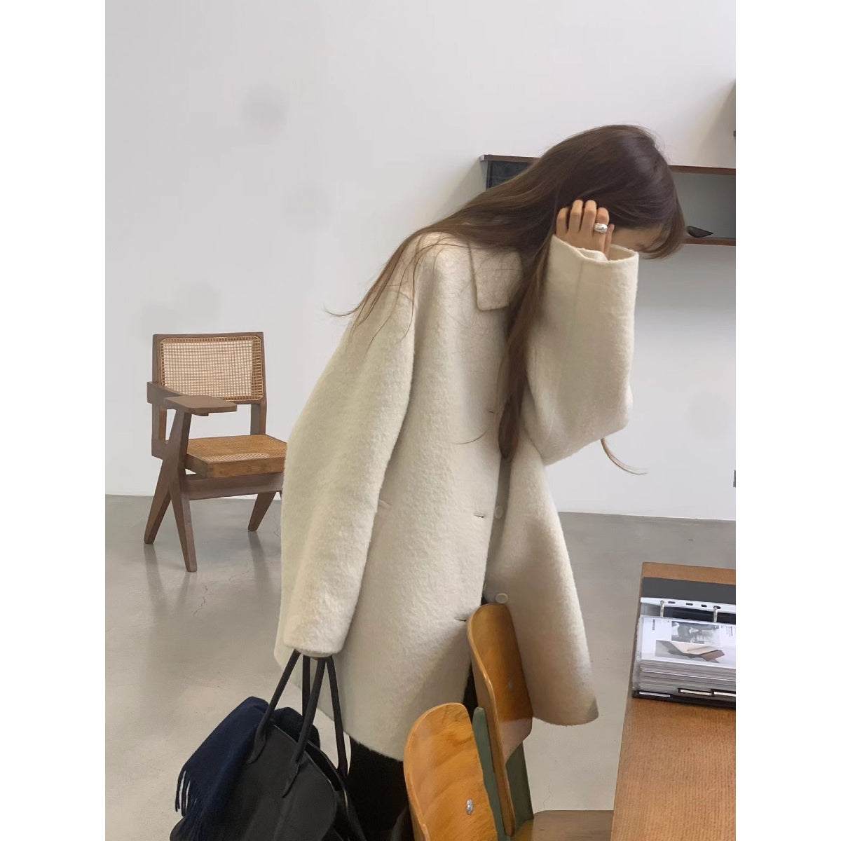 [OUNCE] Prenium Baby Alpaca Half Handmade CT 法式氣質輕奢翻領單排扣外套