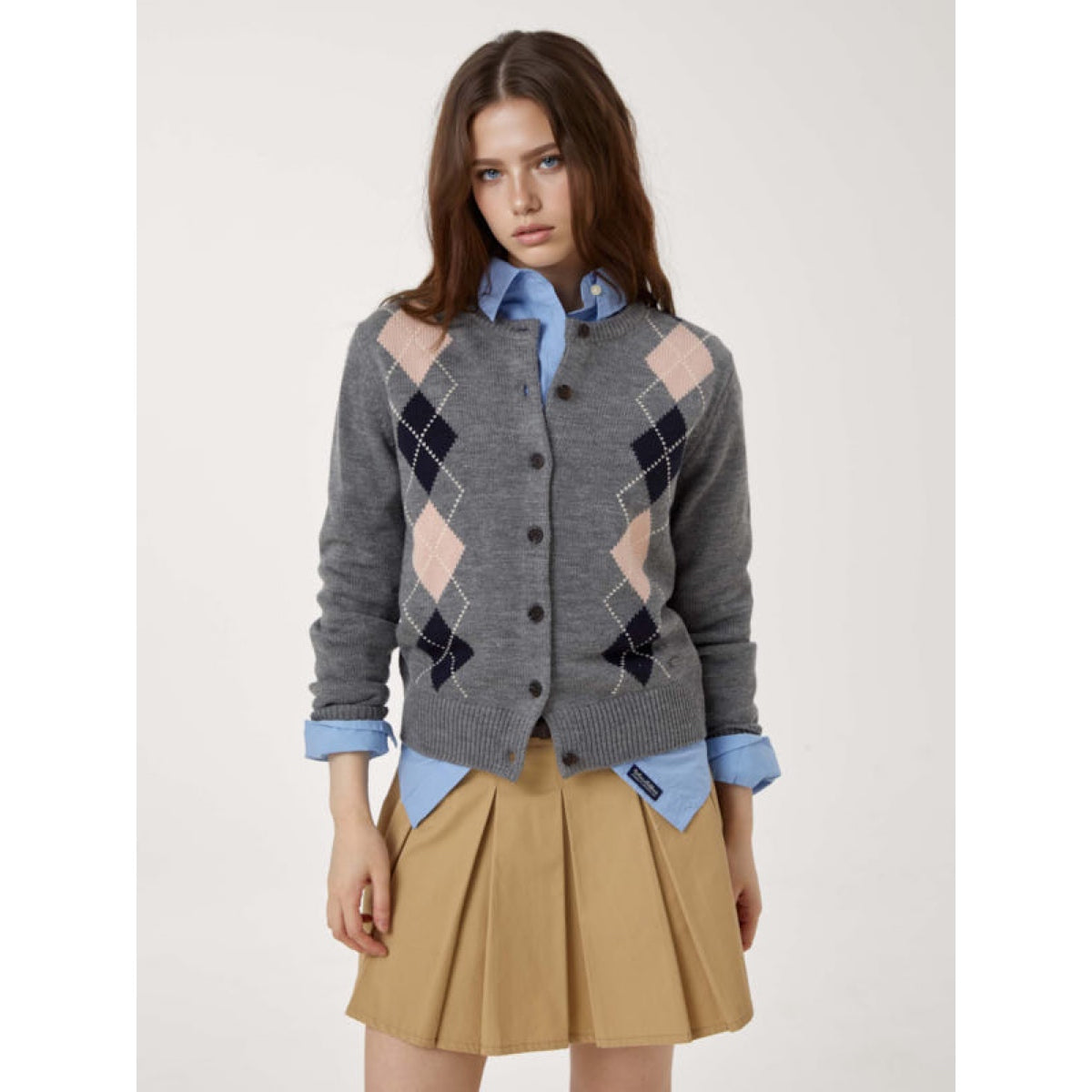 WHO.A.U [Cali] Argyle Cardigan