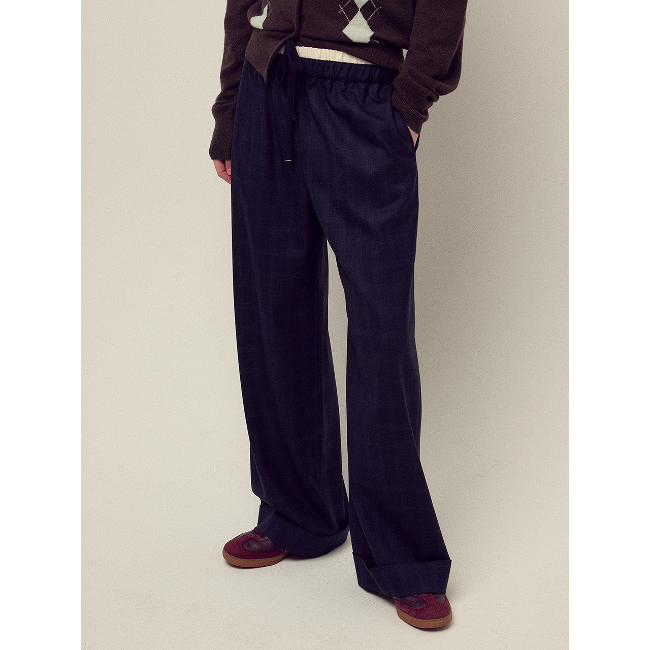 WOOL TURN UP PANTS