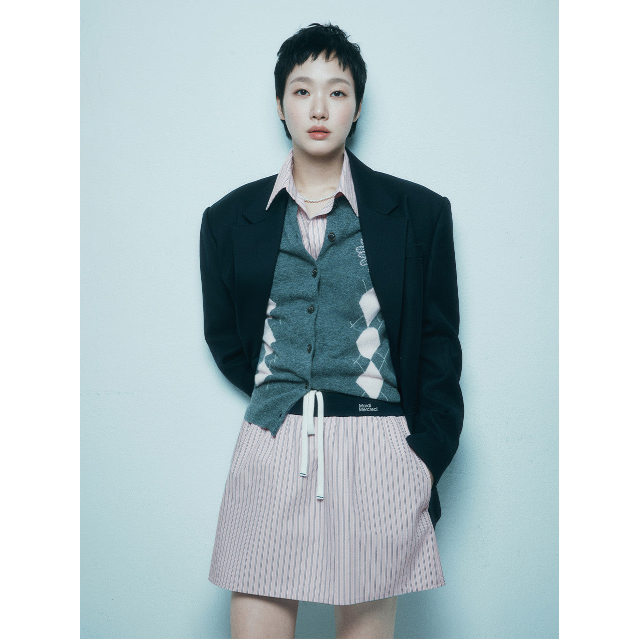 COTTON MINI SKIRT STRIPE CONTRAST WAISTBAND