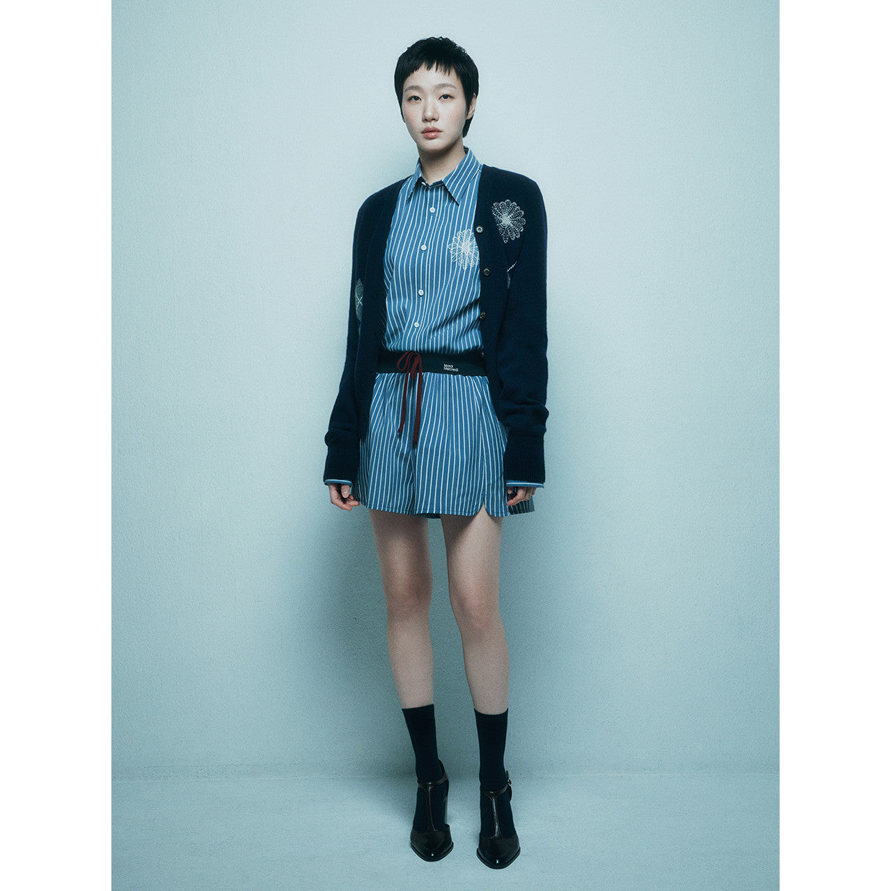COTTON SHORTS STRIPE CONTRAST WAISTBAND
